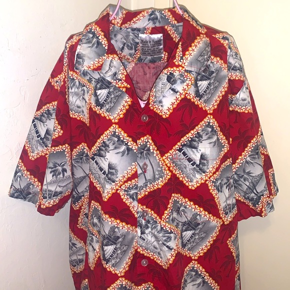 🎁Like New Vintage Made in Hawaii Men's Red/Blue/Wh 100% Cotton Hawaian Shirt XL - Picture 4 of 7